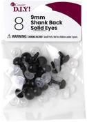 Black - Shank Back Solid Eyes 9mm 8/Pkg
