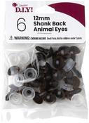 Brown - Shank Back Animal Eyes 12mm 6/Pkg