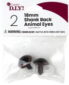 Brown - Shank Back Animal Eyes 18mm 2/Pkg