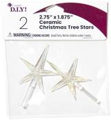 Iridescent - Ceramic Christmas Tree Stars 2.75"X1.875" 2/Pkg