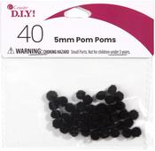 Black - Pom-Poms 5mm 40/Pkg