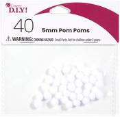White - Pom-Poms 5mm 40/Pkg