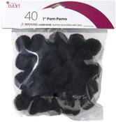 Black - Pom-Poms 1" 40/Pkg