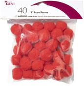 Red - Pom-Poms 1" 40/Pkg