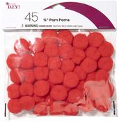 Red - Pom-Poms .75" Inch 45/Pkg