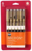 Black - Pigma Micron Pens Assorted 6/Pkg