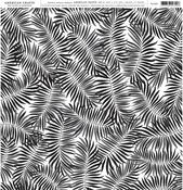 Black & White Fern - American Crafts Patterned Single-Sided Cardstock 12"X12"