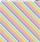 Rainbow Diagonal Lines - American Crafts Patterned Single-Sided Cardstock 12"X12"
