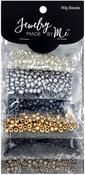 Clear, Grey, Black, Gold - Round Beads