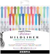 Assorted Colors - Zebra Mildliner Double Ended Highlighters 25/Pkg