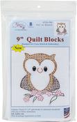 Owl on Branch - Jack Dempsey Stamped White Quilt Blocks 9"X9" 12/Pkg