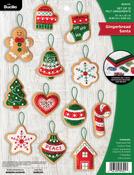 Gingerbread Santa - Bucilla Felt Ornaments Applique Kit Set Of 12