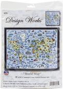World Map (14 Count) - Design Works Counted Cross Stitch Kit 18"X24"