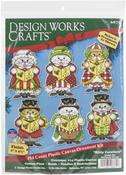 Kitty Carollers (14 count) - Design Works Plastic Canvas Ornament Kit 3"x4.5" Set of 6