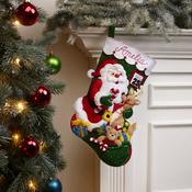 Santa And Friends - Bucilla Felt Stocking Applique Kit 18" Long