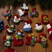 Twelve Days Of Christmas - Bucilla Felt Ornaments Applique Kit Set Of 12