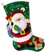Santa's Furry Friends - Bucilla Felt Stocking Applique Kit 18" Long
