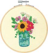 Floral Jar - Dimensions Embroidery Kit 6" Round