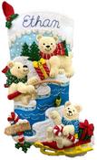 Polar Bear Buddies - Bucilla Felt Stocking Applique Kit 18" Long