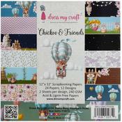 Chickoo & Friends, 12 Designs/2 Each - Dress My Craft Single-Sided Paper Pad 12"X12" 24/Pkg