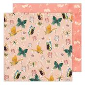 Gold Butterfly - K&Company Antique Garden Double-Sided Paper 12"x12"