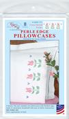 Cross-Stitch Tulips - Jack Dempsey Stamped Pillowcases W/White Perle Edge 2/Pkg