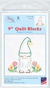 Gnome - Jack Dempsey Stamped White Quilt Blocks 9"X9" 12/Pkg