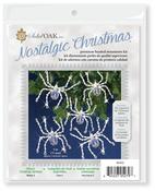 Silvery Christmas Spiders Makes 5 - Solid Oak Nostalgic Christmas Beaded Cyrstal Ornament Kit