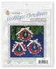 Bell Wreaths Red/White/Silver Makes 3 - Solid Oak Nostalgic Christmas Beaded Cyrstal Ornament Kit