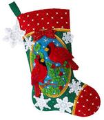 Christmas Cardinals - Bucilla Felt Stocking Applique Kit 18" Long