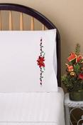 Poinsettia - Tobin Stamped For Embroidery Pillowcase Pair 20"X30"