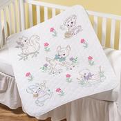 Springtime Baby Animals - Bucilla Stamped Cross Stitch Crib Cover Kit 34"X43"