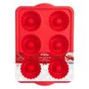 Red, 6 Cavity - Trudeau Silicone Mini Fluted Pan
