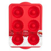 Red, 6 Cavity - Trudeau Silicone Mini Fluted Pan