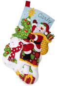 Santa's Polar Bear Ride - Bucilla Felt Stocking Applique Kit 18" Long