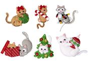 Frisky Kitties - Bucilla Felt Ornaments Applique Kit Set Of 6