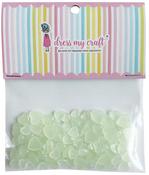 Pastel Green Heart - Assorted Sizes - Dress My Craft Water Droplet Embellishments 8g