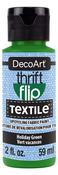 Holiday Green - DecoArt Thrift Flip Matte For Textile 2oz Squeeze Bottle