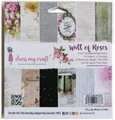Wall Of Roses, 12 Designs/2 Each - Dress My Craft Single-Sided Paper Pad 6"X6" 24/Pkg