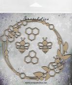 Bee Frame Set, 5/Pkg 1" To 6" - Scrapaholics Laser Cut Chipboard 2mm Thick
