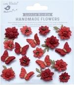 Scarlet Blend - Little Birdie Cloria Paper Flowers 18/Pkg