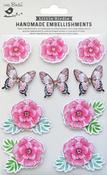 Rosy Delight - Little Birdie Sticker Blossoms & Butterfly 10/Pkg