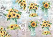 Vintage Sunflower - Little Birdie Decoupage Filament Paper A4 2/Pkg