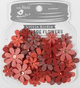 Scarlet Blend - Little Birdie Sparkle Florettes Paper Flowers 60/Pkg