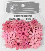 Rosy Note - Little Birdie Sparkle Florettes Paper Flowers 60/Pkg