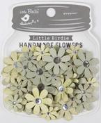 Sage Cream - Little Birdie Sparkle Florettes Paper Flowers 60/Pkg