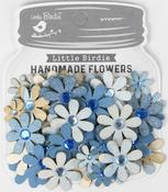 Aqua Splash - Little Birdie Sparkle Florettes Paper Flowers 60/Pkg