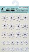 White - Little Birdie Glitter Jeweled Florets Sticker 24/Pkg