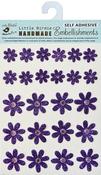 Purple - Little Birdie Glitter Jeweled Florets Sticker 24/Pkg