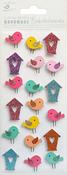 Bird & Birdhouse - Little Birdie Mini Glitter Embellishments 19/Pkg
